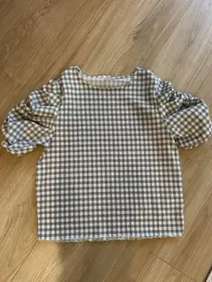 【美品】coca シボシャーリングトップス ギンガムチェック M パフスリーブのサムネイル