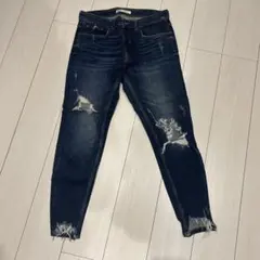 ZARA ダークブルー スキニーパンツ ダメージ加工