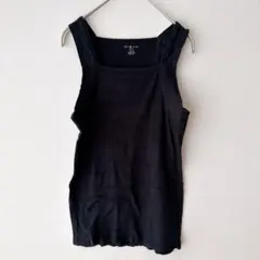 タンクトップ リブタンクトップ ブラック 黒 M コットン リブ インナー