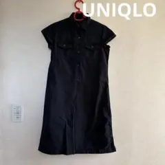 ▽UNIQLO　ユニクロ　シャツワンピース　M　黒　綿