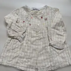 familiar ベージュ系 チェック柄シャツ 90