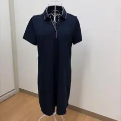 ネイビー ポロシャツスタイル 半袖ワンピース