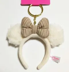 ◆新品◆ ディズニー カチューシャ キーホルダー ミニー もこもこ キーチェーン