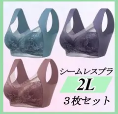 シームレスブラ　LL ノンワイヤー　下着　美胸　3枚セット　着痩せ ナイトブラ