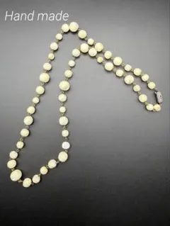 handmade シェルビーズネックレス　ビンテージ留め具