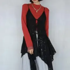 PAGE ᗷOY イレヘムレースキャミワンピース(黒)