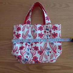 花柄トートバッグ 赤と白