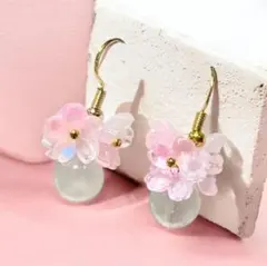 76.揺れるピアス・フラワーピアス・Silver925アレルギー対応ハンドメイド