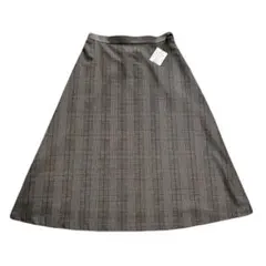 新品タグ付き　インディヴィ　INDIVI　ブラウン　チェック　ロングスカート