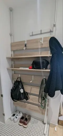 Rasik　突っ張りウォールラック 幅80cm ナチュラル×ホワイト