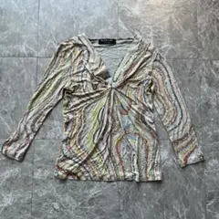 BLACK LABEL Paul Smith 抽象波模様 Vネックカットソー