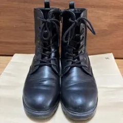 子供用ブラックブーツ ジッパー付き レースアップ　23cm