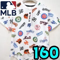 【新品】MLB　Tシャツ　160　ロゴ色々　白　総柄　MLB公式　ドジャースのサムネイル