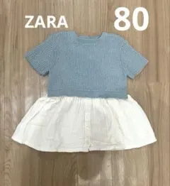 ZARA Baby ニットコットンガーゼドッキングペプラムブラウス　80