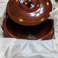 美品 御茶櫃 木製 くり抜き 工芸品 茶道具 直径30cm 高さ11cm - メルカリ