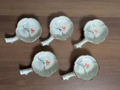 花柄小皿付き陶器製箸置き 5個