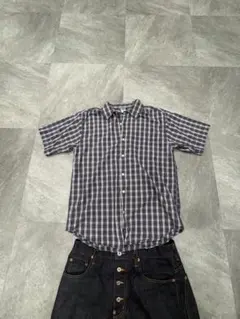 00s OLD NAVY オールドネイビー 半袖チェックシャツ L 00年製のサムネイル