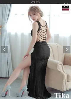 レースドレス ブラック ロングドレス Tika