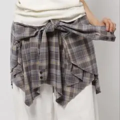 ニコアンド　2wayチェックビスチェスカート サックス