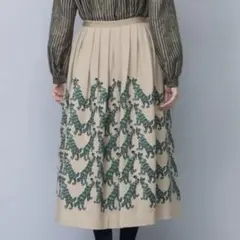 ミナペルホネンwolf&flower ギャザースカート　ベージュ　38