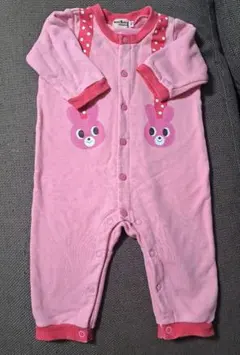 ウサギとイチゴのピンクロンパース
