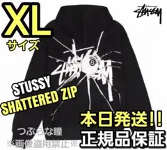 ステューシーSTUSSY SHATTERED ZIP XL ブラックパーカー