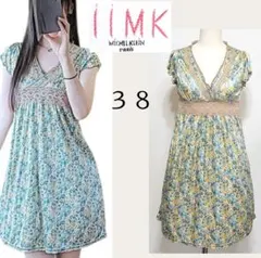 IIMK ミッシェルクラン 花柄　レース　ワンピース 38 清楚系　Vネック