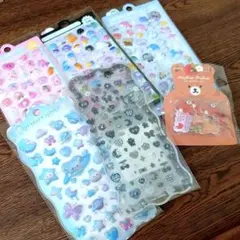 しろっぷるんシール 春の苺のクマ立体シール ぷっくりシール6枚セット