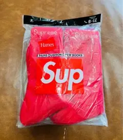 Supreme × Hanes クルーソックス 靴下 レッド 新品 1足（2枚）