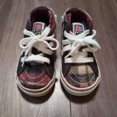 Vans チェック柄 ハイカットスニーカー キッズ用　14cm