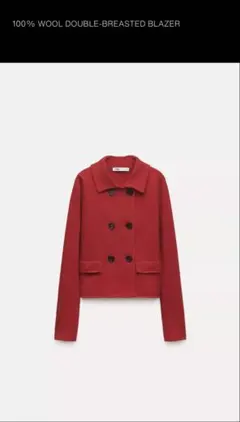 ZARA 100%ウール ダブルブレストジャケット M レッド