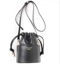 【美品】CHRISTIAN VILLA 巾着　レザー　ミニショルダーバッグ　黒