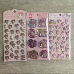 マイメロウォーターシール、マイメロとクロミ&マイメロぷくっとシール 三枚セット