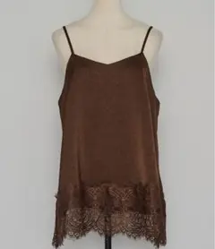 BONJOUR SAGAN レーストリムキャミソール　　ブラウン　ボンジュール
