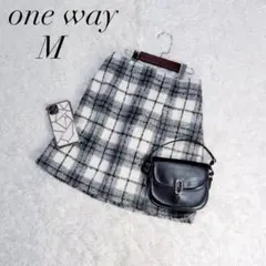 ワンウェイ/フレアスカート/膝丈/チェック/ウール混/Mサイズ/美品✨️