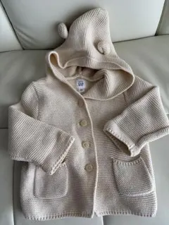 GAP ベージュ フード付きカーディガン　12〜18(80)