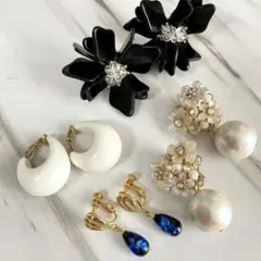 コスチュームジュエリー　イヤリング4点セット　コットンパール