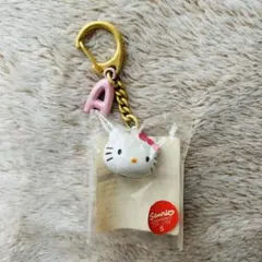 【未使用】ハローキティ　イニシャル「A」　鈴付き　キーホルダー　平成レトロ