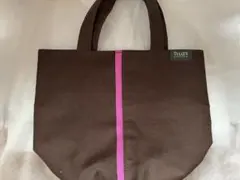 TULLY'S COFFEE トートバッグ ブラウン ピンクストライプのサムネイル