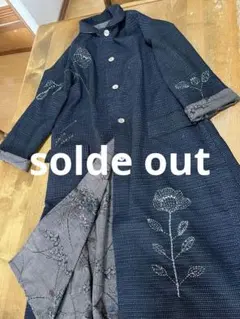 着物リメイクリバーシブルコート　久留米絣＆大島紬　刺し子　ハンドメイド