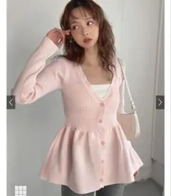 Vネックペプラムリブニットカーディガン[dpk420]