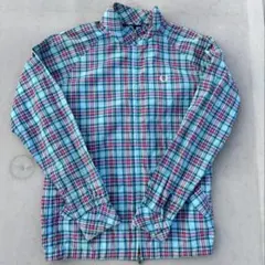 【美品】フレッドペリー ダブルジップシャツ L チェック ブルーのサムネイル