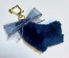 キーホルダー チャーム しっぽ リボン 猫