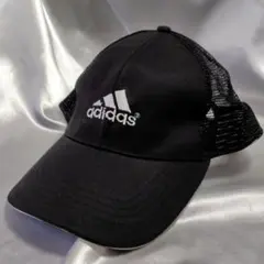 adidas アディダス メッシュキャップ 黒 ブラック×ホワイト ロゴ刺繍