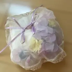 花飾り付きウェディングリングピロー