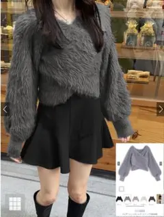 GRL フェザーニットカシュクールトップス[kz448]