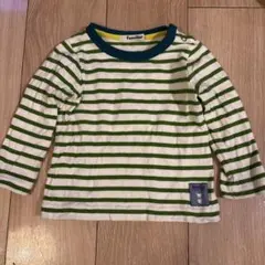 familiar 長袖Tシャツ 95cm 白/緑ストライプ