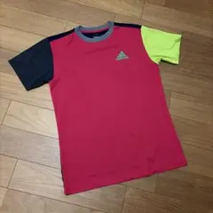 adidas 半袖Tシャツ　メッシュ素材　ピンク ネイビー