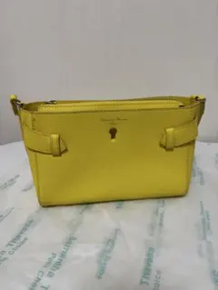 サマンサタバサ イエロー ショルダーバッグ 合成皮革