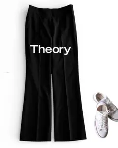 セオリー 落ち感 軽量 ストレッチライトウール センタープレス フレアパンツ黒